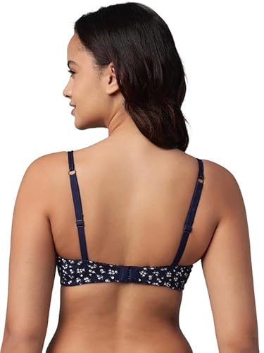 Clovia Women’s Blue Cotton Printed T-Shirt Bra – Padded, Wire-Free, Full-Cup Comfort